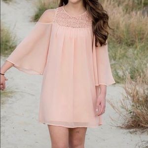 Blush cold shoulder dress